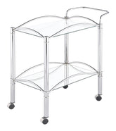 Coaster Shadix 2-tier Serving Cart with Glass Top Chrome and Clear Model 910077
